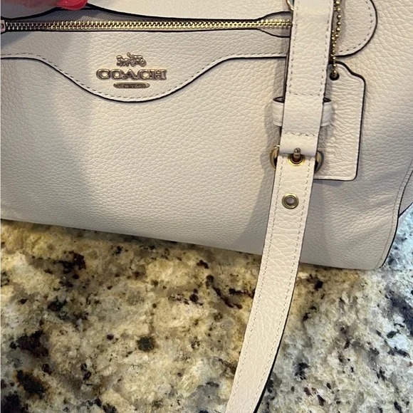Coach Kleo Carryall Shoulder Bag Chalk White Smooth Pebble Leather Free Shipping - Picture 9 of 16
